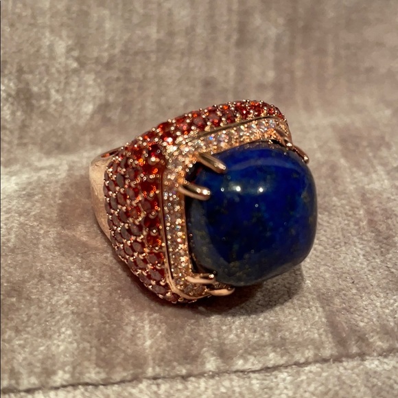 Genuine Lapis Lazuli Square Rosetone Ring NWTS - Picture 10 of 10